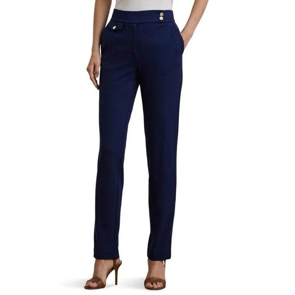 Lauren Ralph Lauren Navy Ponte Ankle Pants Women Size Petite Small 28x27 $125